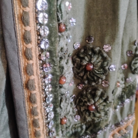 Art Deco Cottagecore Velvet Blank London Fringe Cardian - Picture 3 of 8